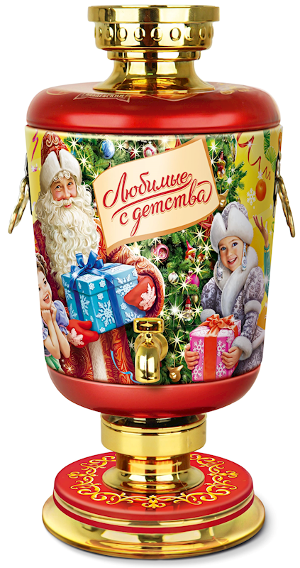 Exclusive Krasnyi Oktyabr, Babaevskiy & RotFront Collection, Beloved from Childhood "Samovar" Metal Holiday Candy Gift Set, 300g/10.58oz (Pack of 9)