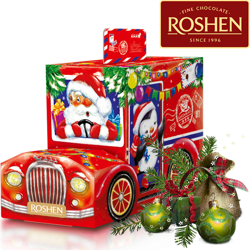 Roshen, "Santa's Car" Holiday Candy Assortment Gift Set, 330g/11.64oz (Pack of 9)