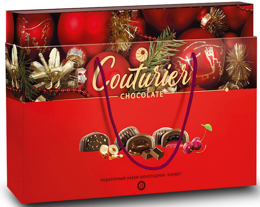 Couturier, Festive Holiday Chocolate Candy Red Gift Bag Assortment with Nuts, Chocolate & Cherry Fillings, 320g/11.29oz (Pack of 4)
