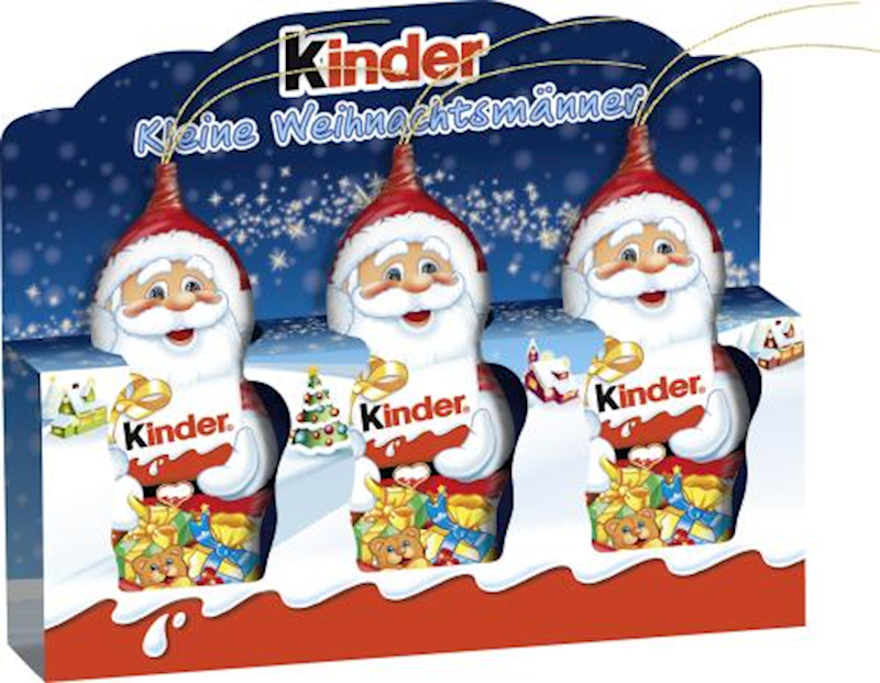 Kinder, Chocolate Santa Claus 3pc Holiday Ornament Gift Set, 45g/1.59oz (Pack of 26)