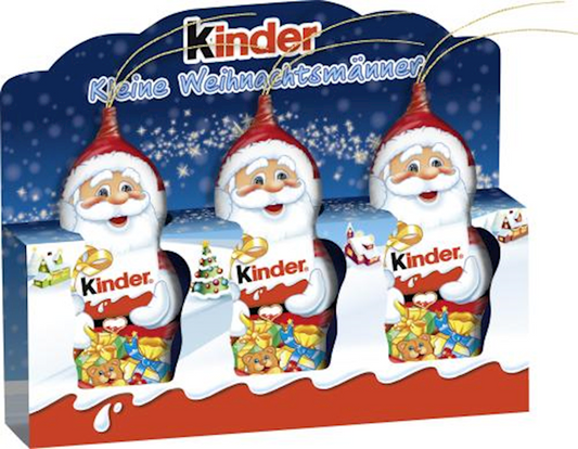 Kinder, Chocolate Santa Claus 3pc Holiday Ornament Gift Set, 45g/1.59oz (Pack of 26)