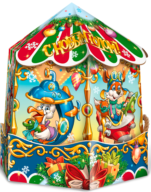 Exclusive Krasnyi Oktyabr, Babaevskiy & RotFront Collection, "Joyful Carousel" Holiday Candy Gift Set, 800g/28.22oz (Pack of 4)